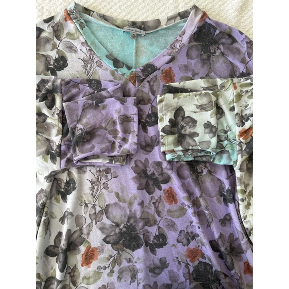 White Birch Floral V Neck Long Sleeve Comfy Casual Tunic Top XL - Picture 5 of 5